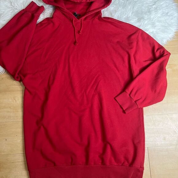 TopShop red oversized long sleeves hoodie sweater - Picture 7 of 10